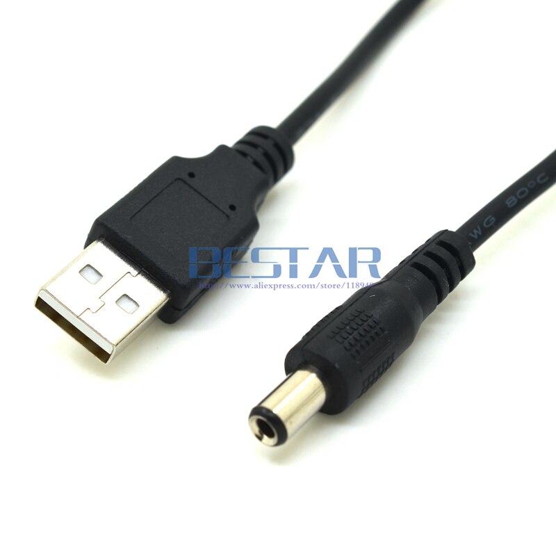 USB 2.0 to DC 5.5mm / 2.5mm 5.5 * 2.5 mm 5.5x2.5 tubular 5 Volt DC Barrel Jack Power charge Cable 1m Elbow Right Angle