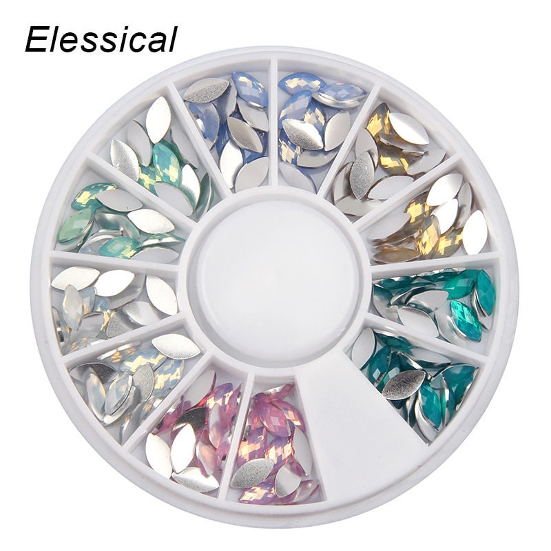 Elessical 6 kleuren paardenogen opaal strass manicure sieraden nagelbedels 3d diy manicure nagelkunst decoraties in wiel