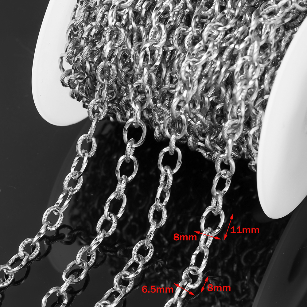 Cadenas de eslabones Shpae ovaladas huecas de acero inoxidable, 1 metro, DIY, collar, pulsera, suministros de joyería, materiales, accesorios de piezas decorativas: Rosa