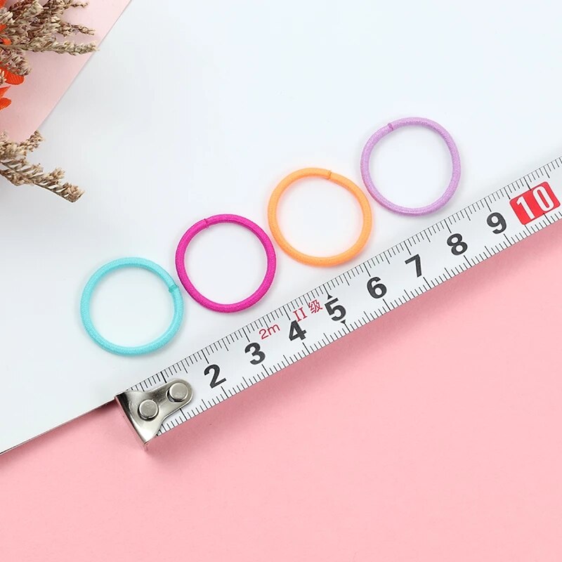 Cintas para el pelo de Color caramelo para niña, accesorios para el cabello elásticos, soporte para cola de caballo, tocado de goma, adornos coreanos para niños, 100 Uds.