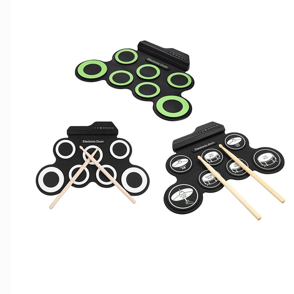 Hand-Rolled Usb Electronic Drum Portable Drum Kitfolding Silicone Practice Drum Roll Up Drum With 7 Silicon Pads