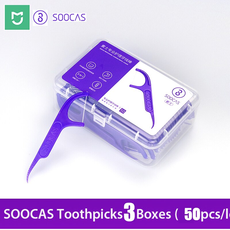6*50pcs Xiami Soocare Superfino Dental Floss Dental Floss Dente Limpeza Diária Profissional Top Dentes Fio Dental Limpeza Limpo dentes: MULTI