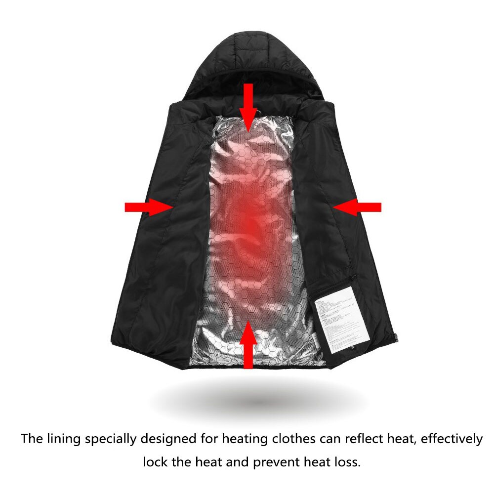 Electric Heated Coat Smart Heating Cotton Jacket Unisex Lightweight Heated Clothing for Men Women Hiking Skiing Winter Cycling