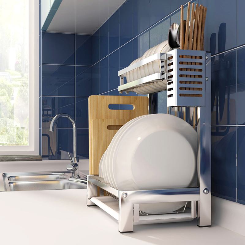 304 Stainless Steel Kitchen Shelf Rack Drying Drain Storage Holders Kitchen Plate Dish Cutlery Cup Drain Rack Kitchen Organizer