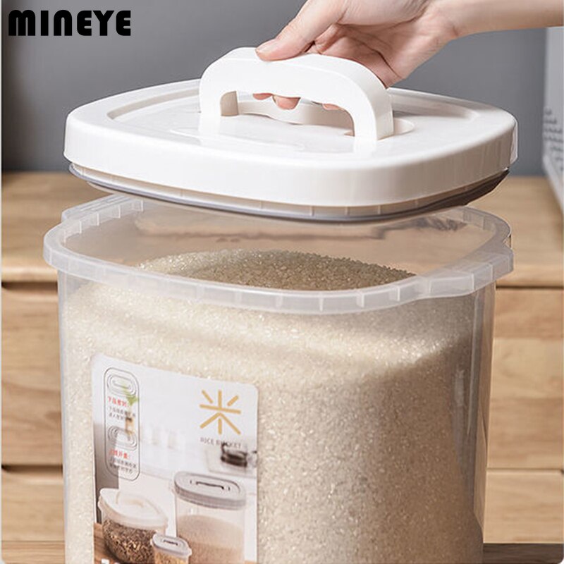 Transparent Rice Bucket Insect-proof Moisture-proof Sealed Flour Storage Containers Kitchen Grains Pet Dog Food Storage Box