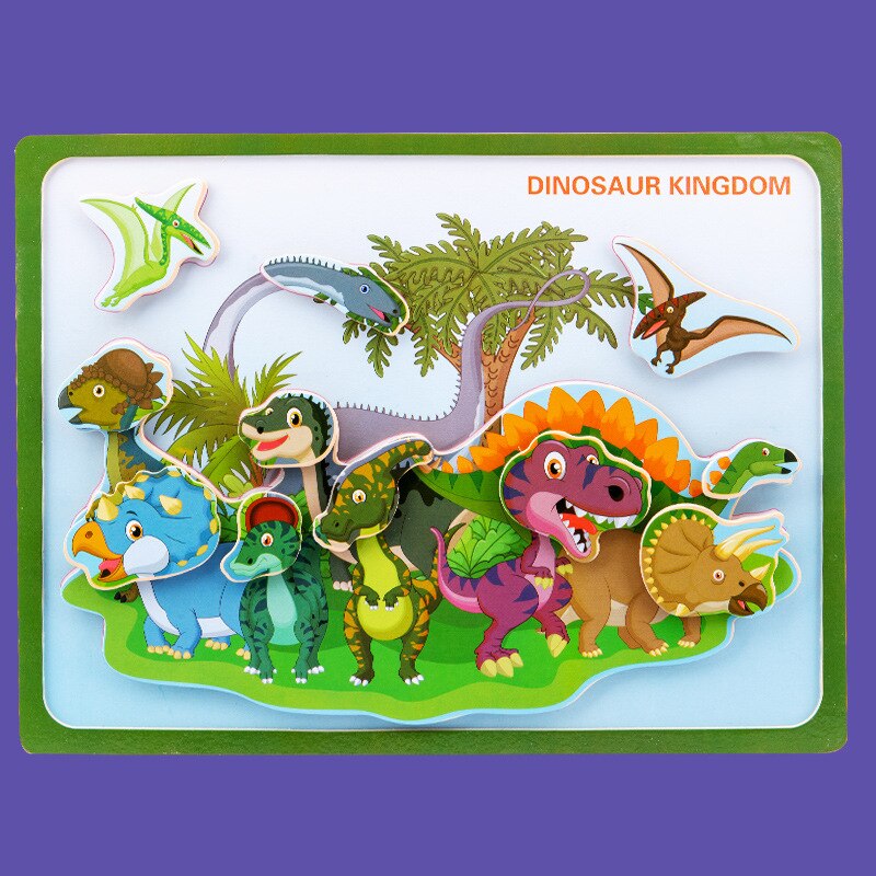 3D cartoon illustration Wooden stereo Velcro stickers jigsaw puzzle 3D sensory toys for girls and boy: 12