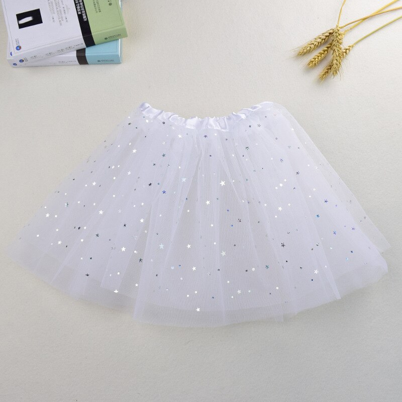 Gnistrande silver tutu kjol danskjol barn prinsesskjol liten lysande stjärna prick dekoration tutu kjol
