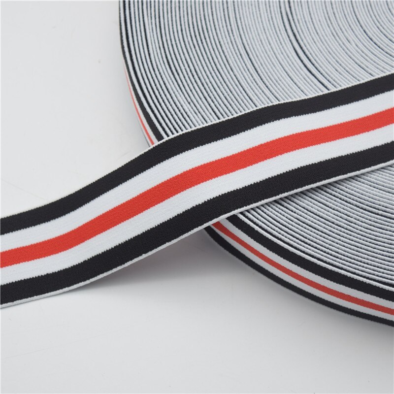 5 yards Gestreepte Rubber Elastische Lint Trim, DIY Mode Elastische Trim Broek Rand breed: 4 cm: black white and red