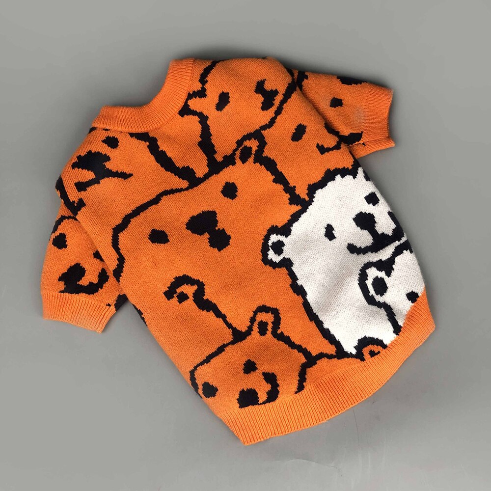 Hond Truien Kostuum Leuke Hond Shirt Oranje Kleding Beer Patroon Stijlvolle Winter Jas Voor Katten Honden Puppy: Xxl