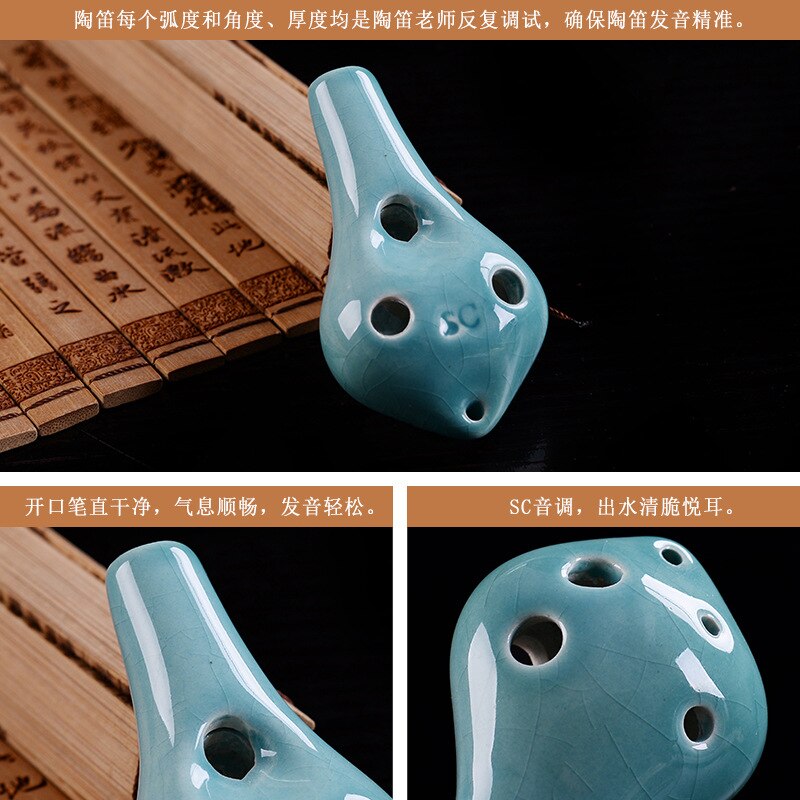 Ocarina diskant  sc 6- håls långrör ocarina student nybörjare ocarina musikinstrument för att skicka musikband