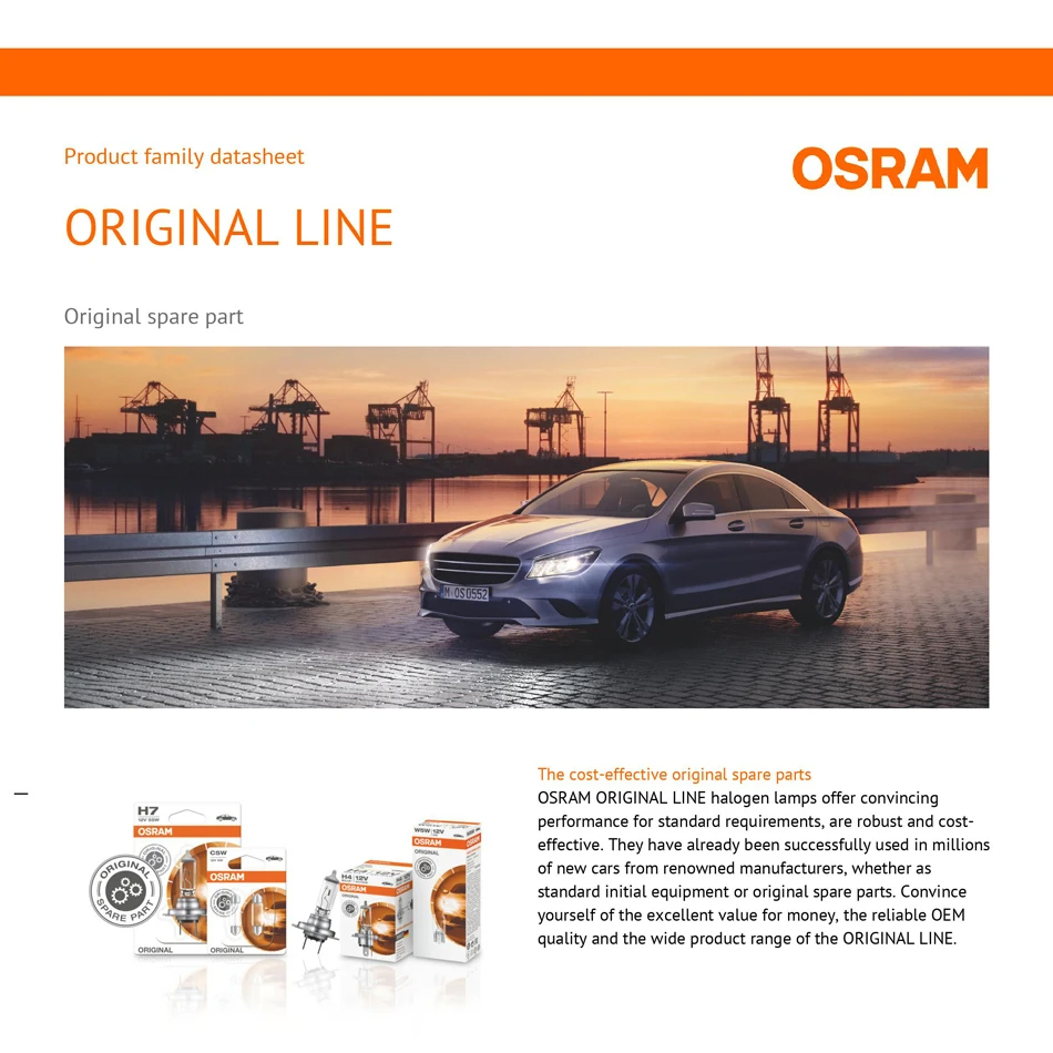 OSRAM H7 bombillas halógenas 80W 62261 lámparas de coche Bombilla PX26d Base Kit de conversión de luz antiniebla de haz bajo 3200K amarillo Original
