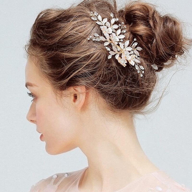 Di modo Del Copricapo per la Sposa Da Sposa Fatto A Mano Capelli Pinze di Cristallo Dei Capelli Della Perla Accessori Per Capelli Da Sposa Spilli Ornamenti di Gioielli