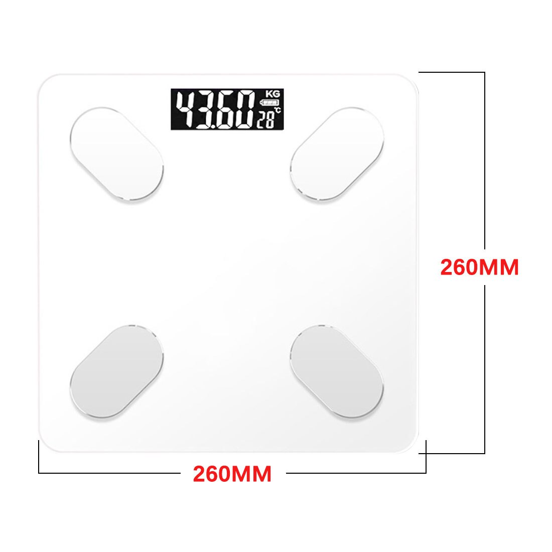 BMI Weight Scale Bluetooth Body Fat Scale LED Digital Bathroom Weight Scale Scale Body Composition Smart Electronic Scale: white