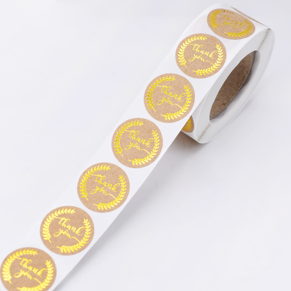 1Inch Ronde 50 Stuks Dank U Sticker Wad Met Bladgoud Olijftak Stickers Voor Lokale Handgemaakte Cadeau Sticker gold Seal Labels