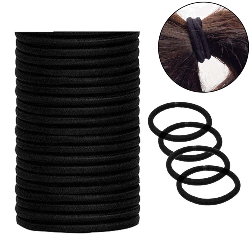 10/30/50 Uds. Coleteros negros de 4MM bandas elásticas para el cabello para mujeres, hombres y niñas, diadema para mujer, ligas, accesorio para diadema