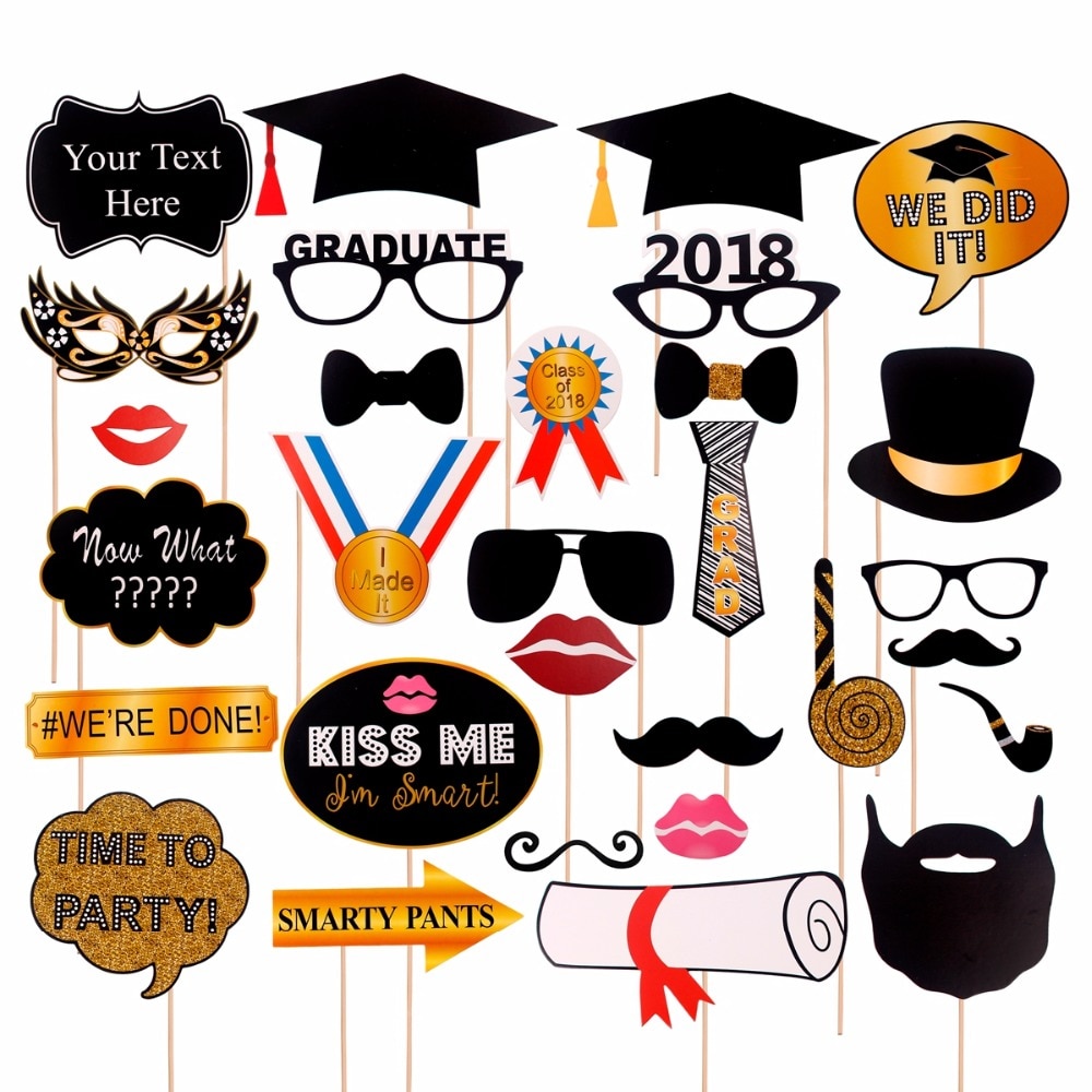 FENGRISE Graduation Photo Booth Props Gown Hat Gra... – Vicedeal