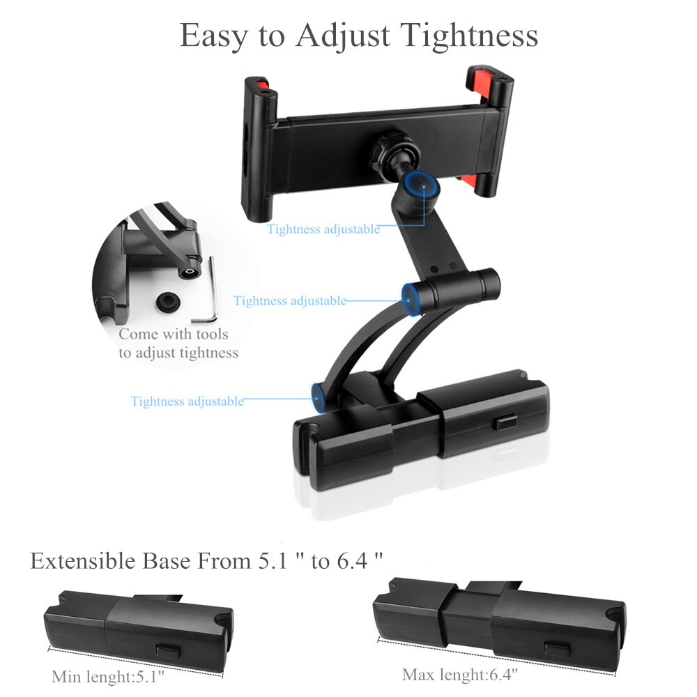 Aluminium Tablette Auto Halfter Für iPad Luft Mini 2 3 4 Profi 12,9 Zurück Sitz Kopfstütze 5-13 Zoll Tablette Telefon Stehen für iPhone X XS 8