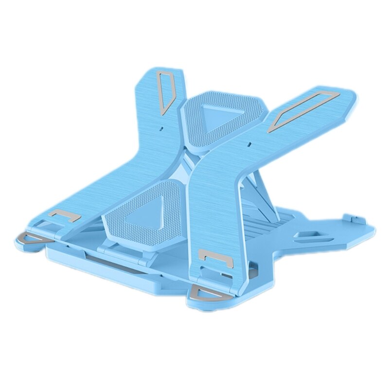 Laptop Stand with Phone Holder - Foldable Computer Lift with 360 Rotating Swivel Base - Adjustable Portable Mac Book Stand for D: Blue