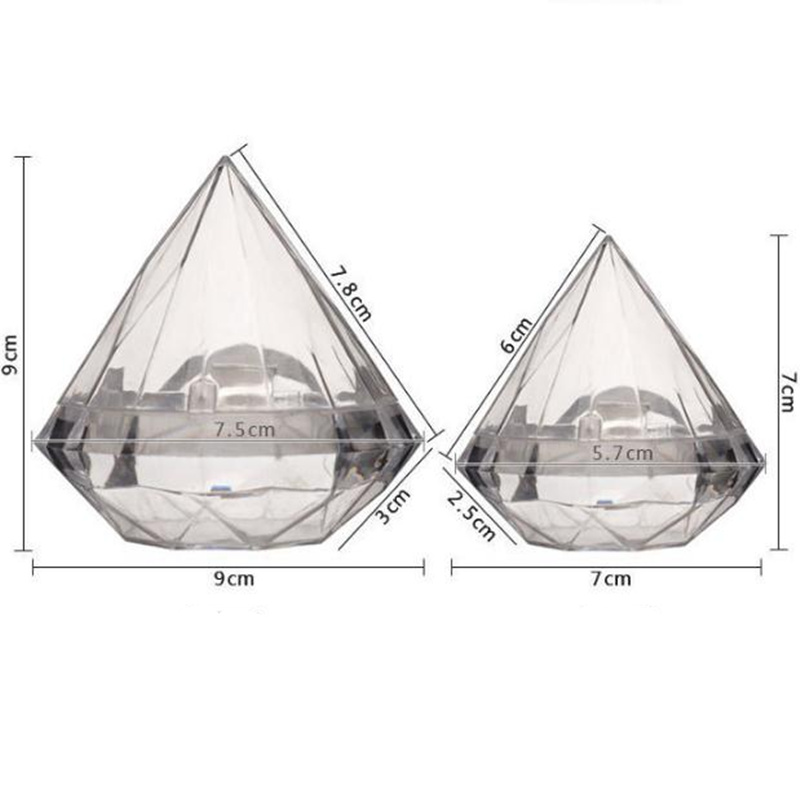 Caja de dulces transparente con forma de diamante, Cajas de de recuerdo para boda, caja de , contenedor de plástico transparente, para decoración del hogar: 7cmx7cm