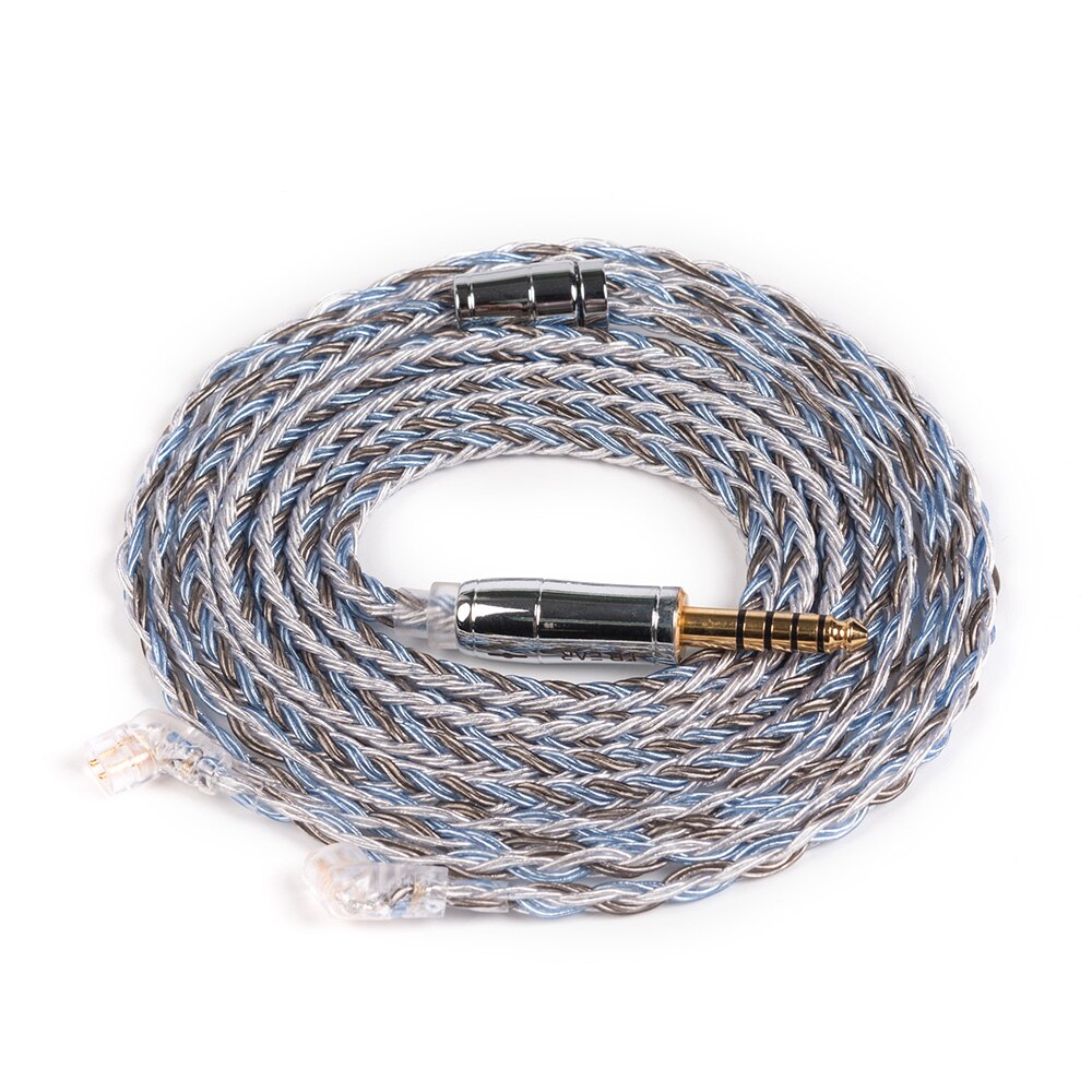 AK KBEAR-Thorough 16 Core Upgraded Silver Plated Copper Cable 2.5/3.5/4.4MM With MMCX/2pin/QDC TFZ Connector For KZ ZS10 ZSN Pro: QDC 4.4