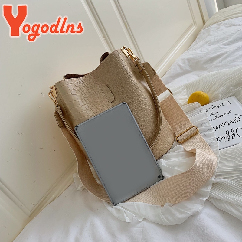 Yogodlns Alligator aufbringen Eimer Tasche Für Frauen Jahrgang Schulter Tasche Große Kapazität Umhängetasche Elegante Einkaufs Handtasche Geldbörse