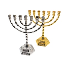 Grand chandelier Menorah, décoration Judaica pour la maison, hanoukka, bougies en alliage, 12 ethniques, en argent/or, 7 branches, 20cm