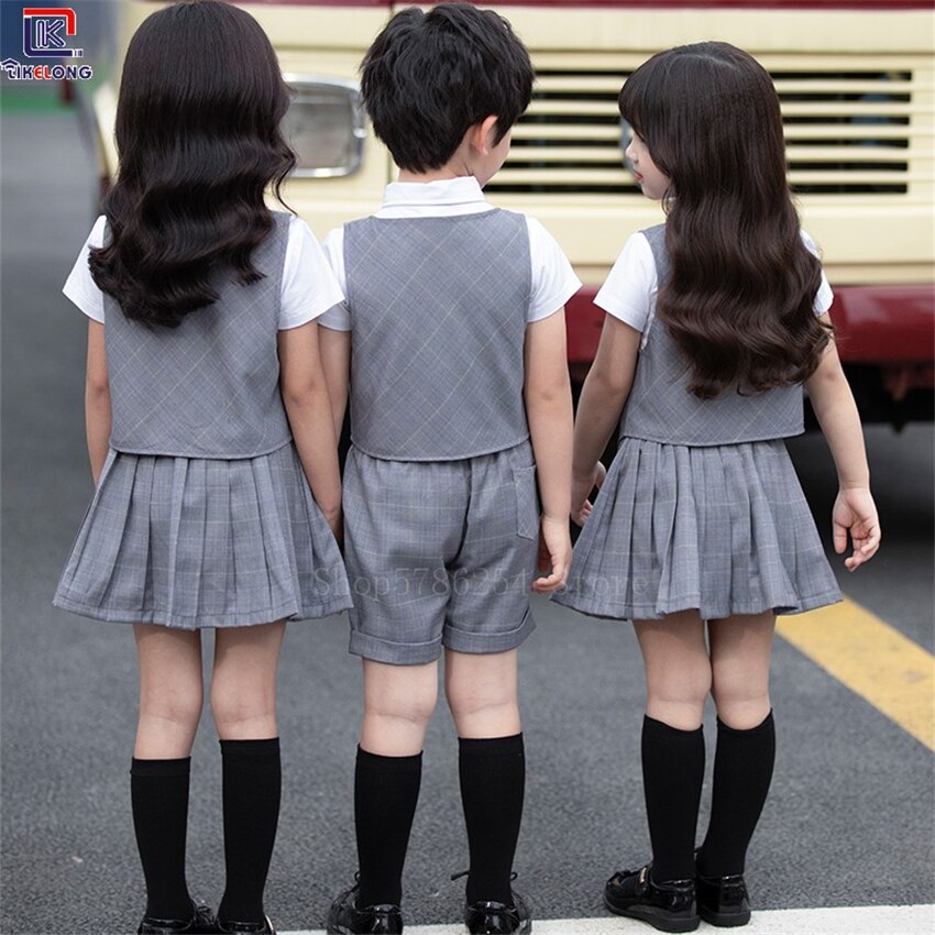 100-180CM Kids School Uniform Japanese Style British Boys Girl Primary Student Choir Class Suit Teenagers Dance Costume