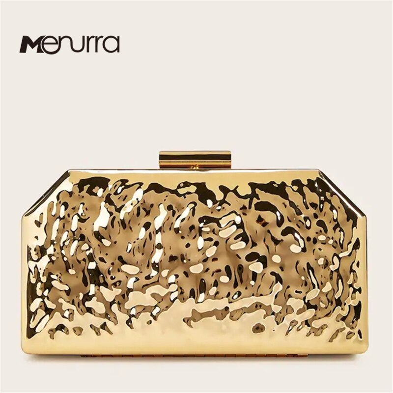 Geometic Avondtasje Metalen Clutch Purse Keten Handtas Schoudertas Voor Vrouwen Bruiloft Bruid Bloemen Clutch Bag