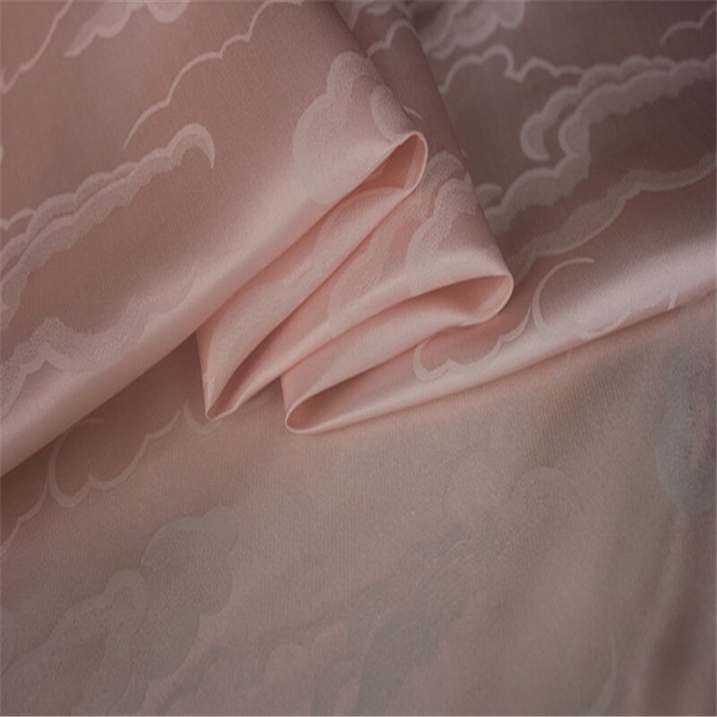 Jacquard bomulds silke stof 16m/m 114cm bredde sky brokade blandet silke til sengetøj til hjemmetekstiler: 2 lyserøde