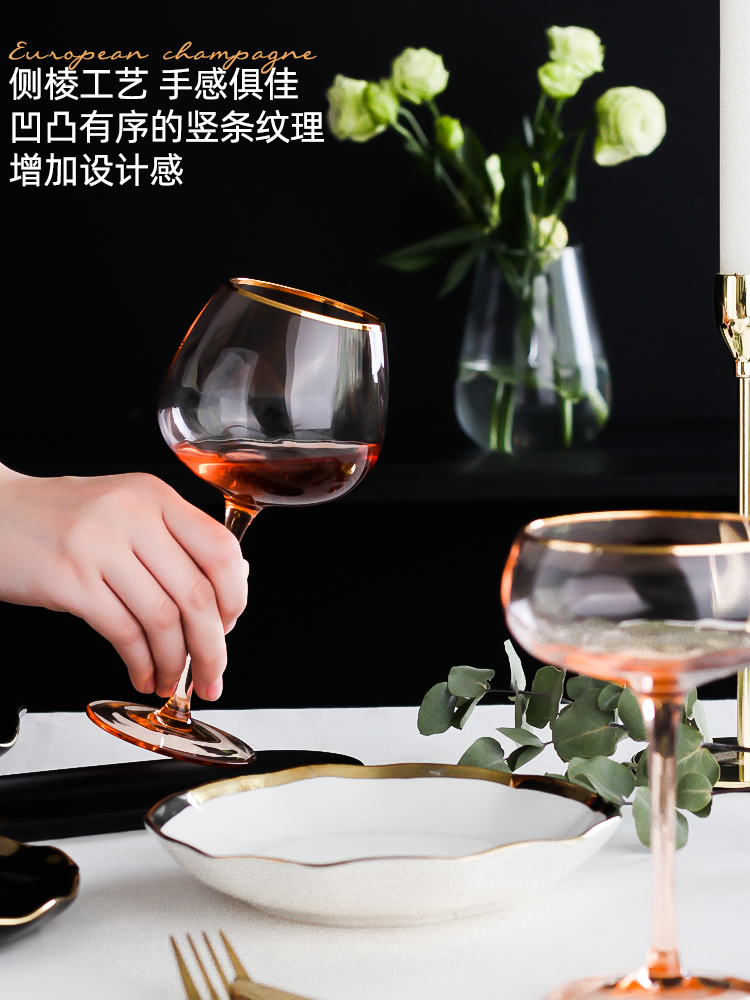 Drinking Glasses Gold Rim Champagne Glass Mug Wine Glass Cup Cocktail Glass Whisky Glass Mugs Dessert Ice-cream Glass
