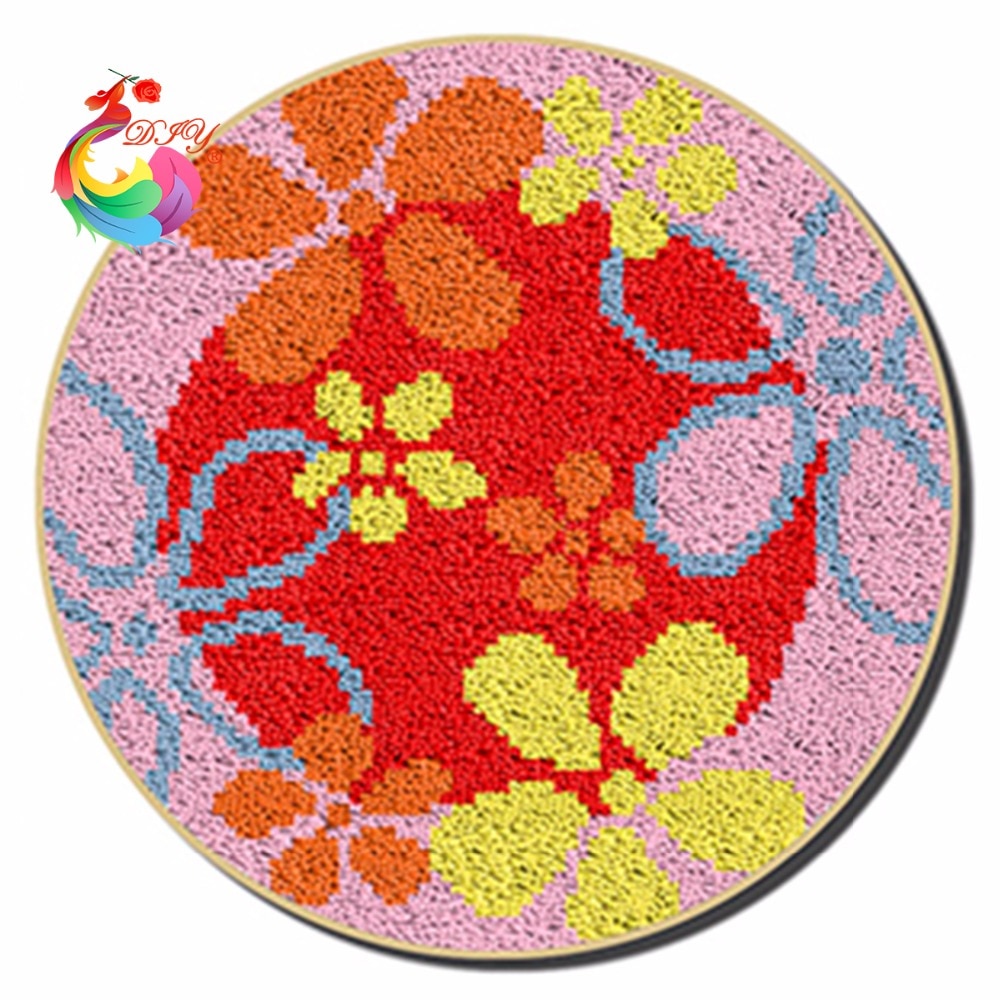 Alfombras bordadas, alfombrillas de flores, hilos de cojín para bordado, ganchos de ganchillo, agujas de punto con flores, gancho de ganchillo
