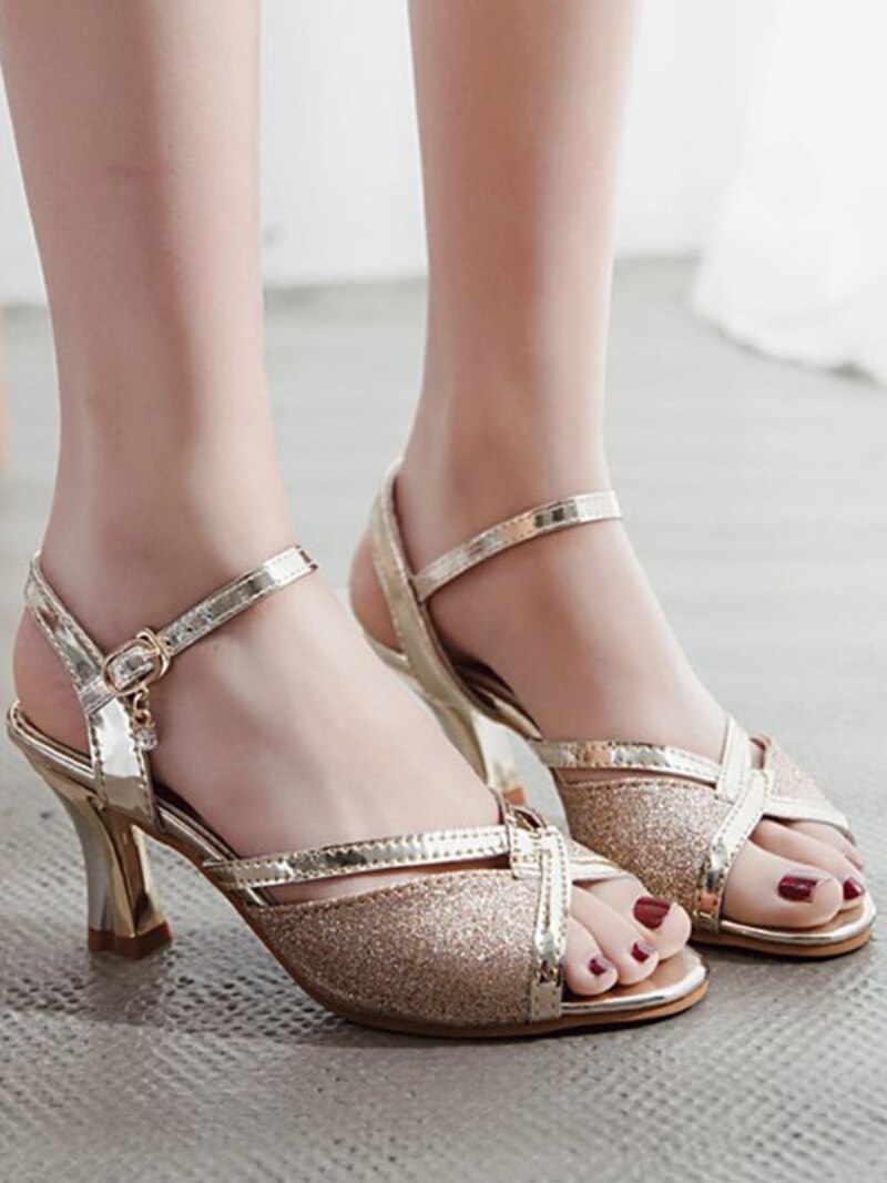 Sandales argentées à talons hauts pour femmes, chaussures d'été, scintillantes, mariage, escarpins, Zapatos Mujer, collection