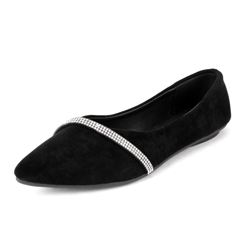 Kvinner leiligheter bling slip on flat sko spiss tå båt sko krystall ballett leiligheter svart loafer komfortable sko høst 8339n: 9.5