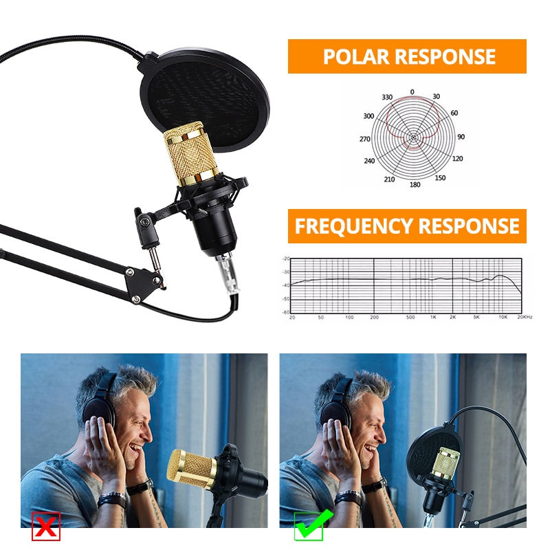 SAMTIAN microphone BM 800 mic studio microphone condenser Stand Vocal Record KTV Karaoke Microphone For PC Computer