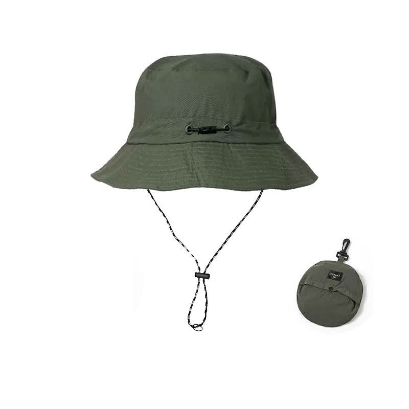 Outdoor Bucket Hat, Foldable &Quick-Dry All-in-One Cap for Fishing,Hiking,Sports ,4-Season Compact Travel with Drawstring: green