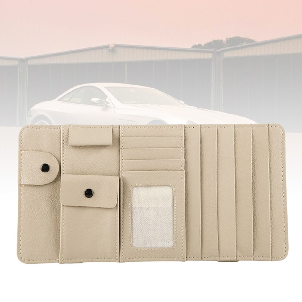 Multifunksjon bil solskjerm cd holder auto solskjerm cd organiser bag kortoppbevaringsveske (beige)