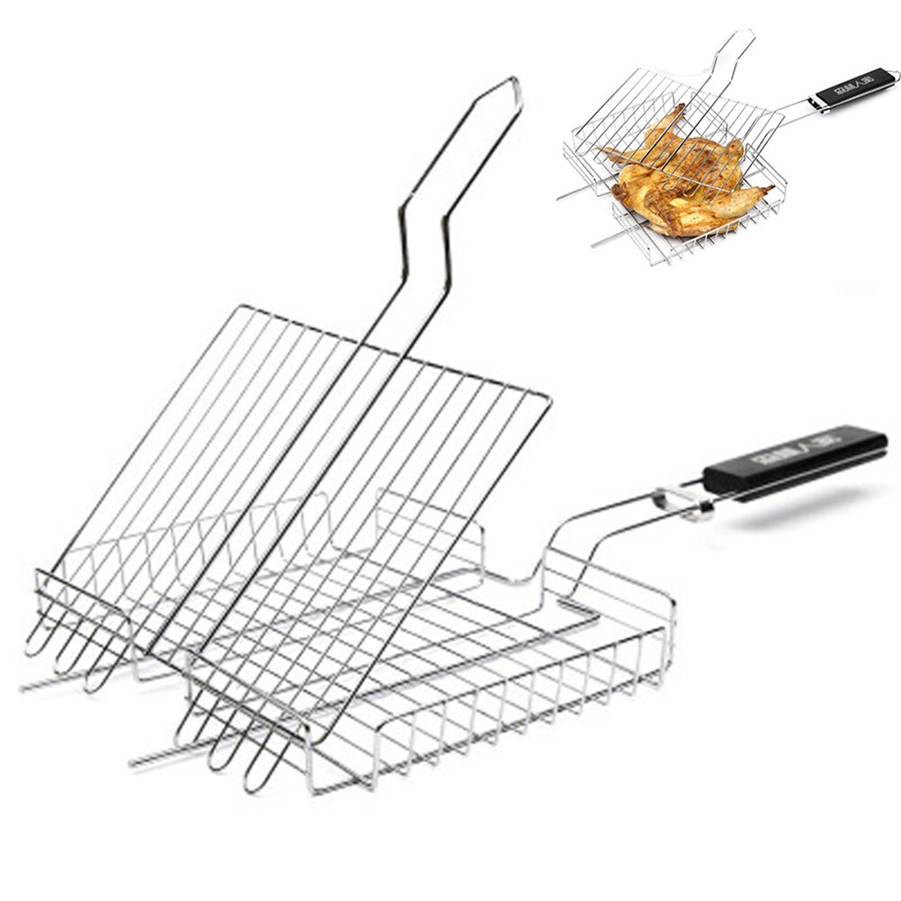 BBQ Grill Barbecue Accessories Tools For Home Park Iron Grilling Basket Portable Stainless Steel BBQ Grill Folding BBQ Grill