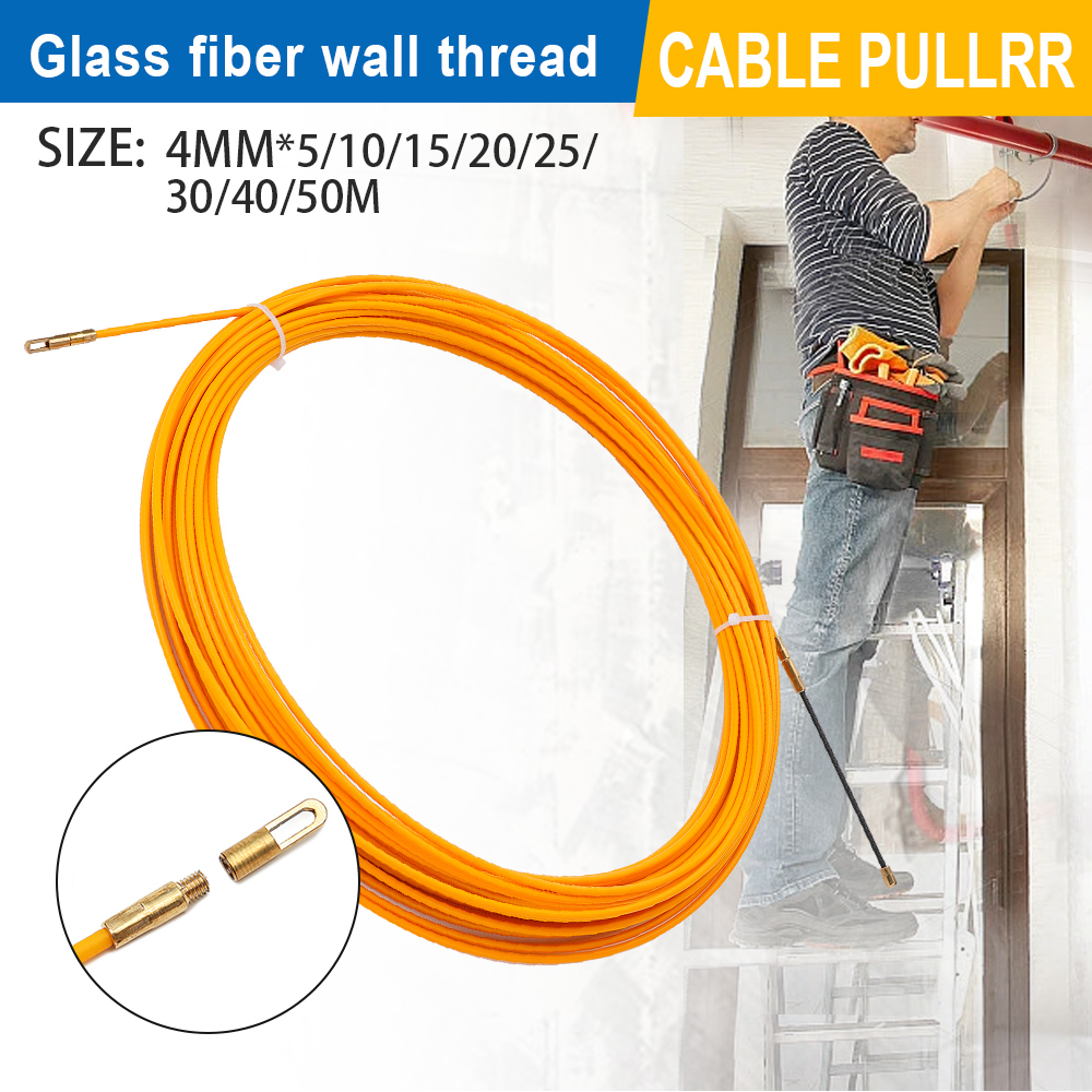 Push-Puller für Glasfaser-Elektrokabel 5m/15m/20m/25m/30m 4mm Kabeltrommel Kanal Schlangen Rodder Fisch band Draht Gewinde hilfe Werkzeug