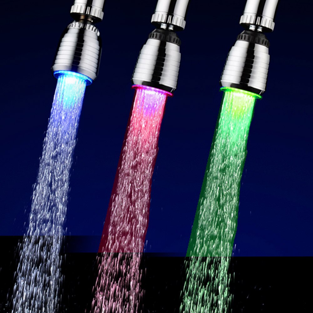 Luz LED para grifo de agua, grifo de agua móvil, cambio de color múltiple automático, grifo de agua para baño de cocina
