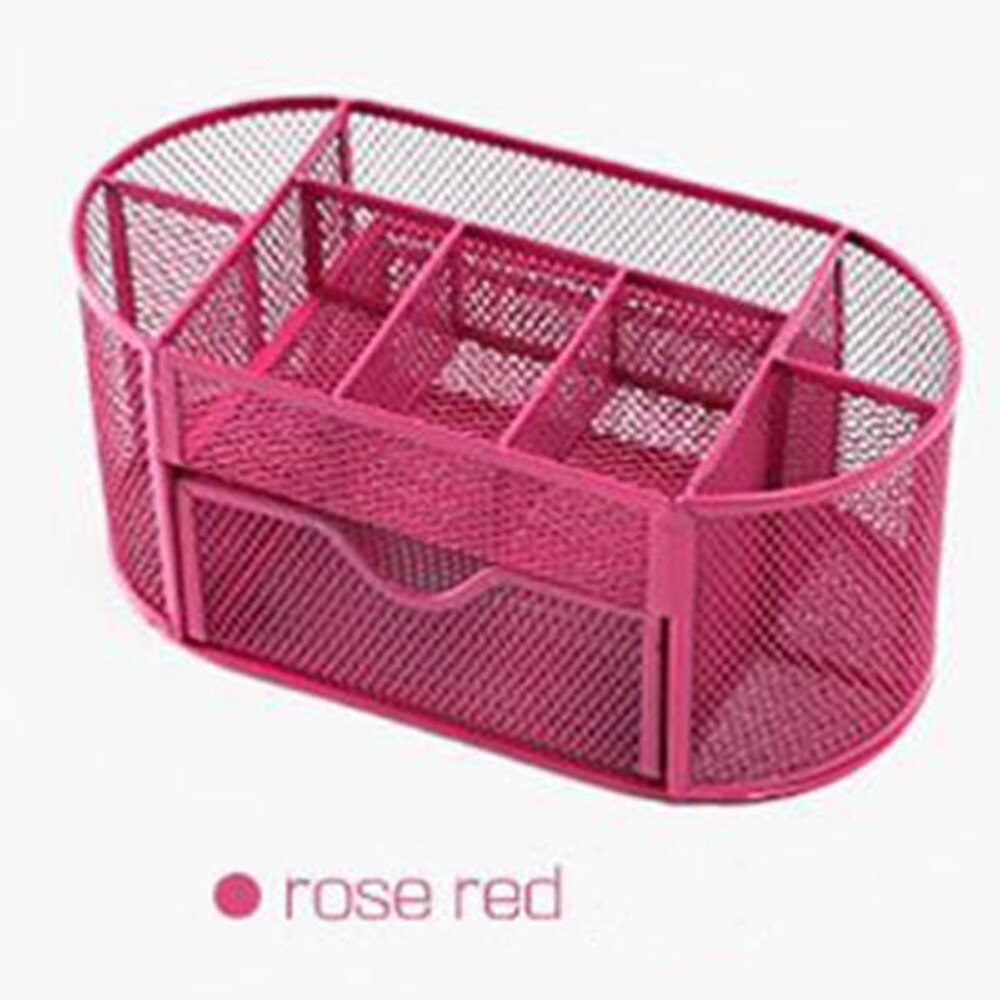 1pc skrivesaker i metall kosmetikk børste oppbevaring kontor skrivebord sett organisator blyantbeholder etui rekvisita papeleria hul: Rød