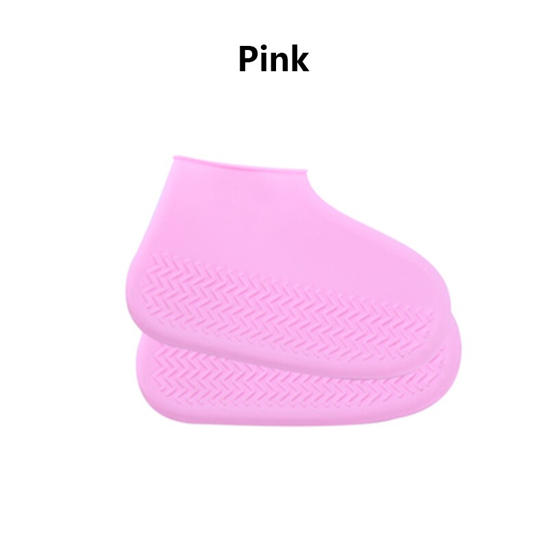 1 Paar Herbruikbare Waterdichte Elasticiteit Overschoenen Voor Reizen Strand Antislip Rubber Regen Overschoenen: Pink / S