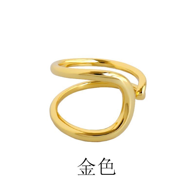 HUANZHI 2020 nowy modny kropla wody metal podwójna warstwa krzywa drążą nieregularne krzywa pierścień dla kobiet impreza modna biżuteria prezent: 1