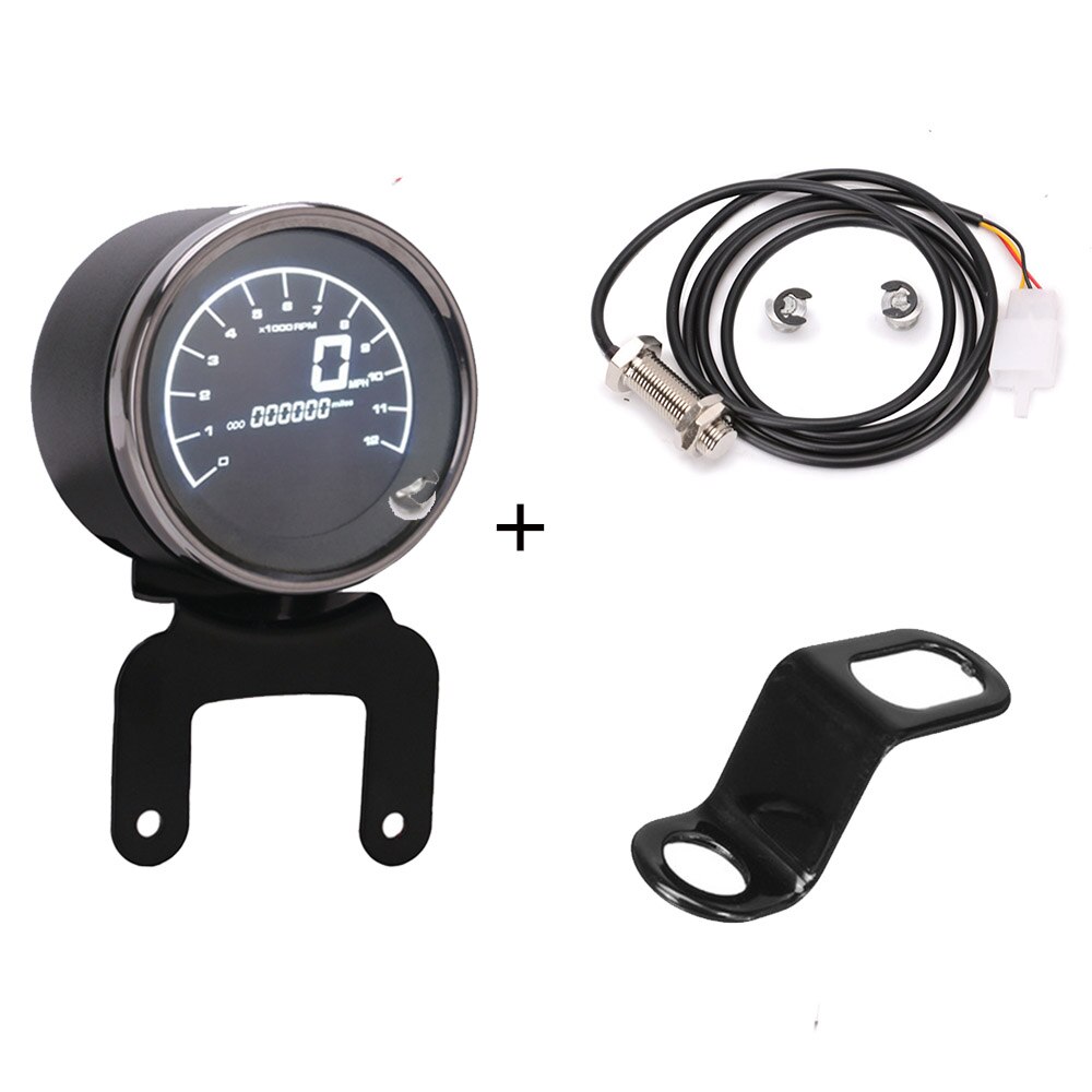 Motorcycle Led Multi-Functional Digital Odometer Speedometer Tachometer Fuel Level Meter Indicator Motorbike Gauges Instrument: With sensor bracket