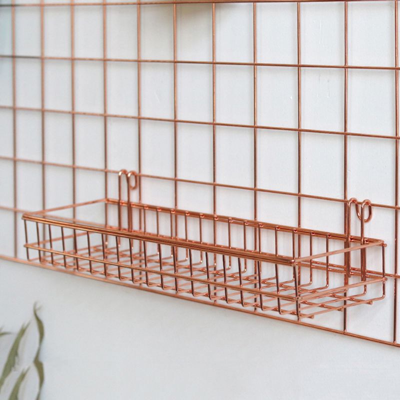 2pcs/set Wire Grid Panel Wall Shelf Basket with Hook Bookshelf Display Storage Rack Organizer Hanging Tray
