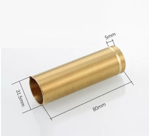 10Pcs/Lot Solid Brass Full Threaded Pipe Fitting Faucet Nipple Extension 32mm 37mm Reducer: 32MM L80MM