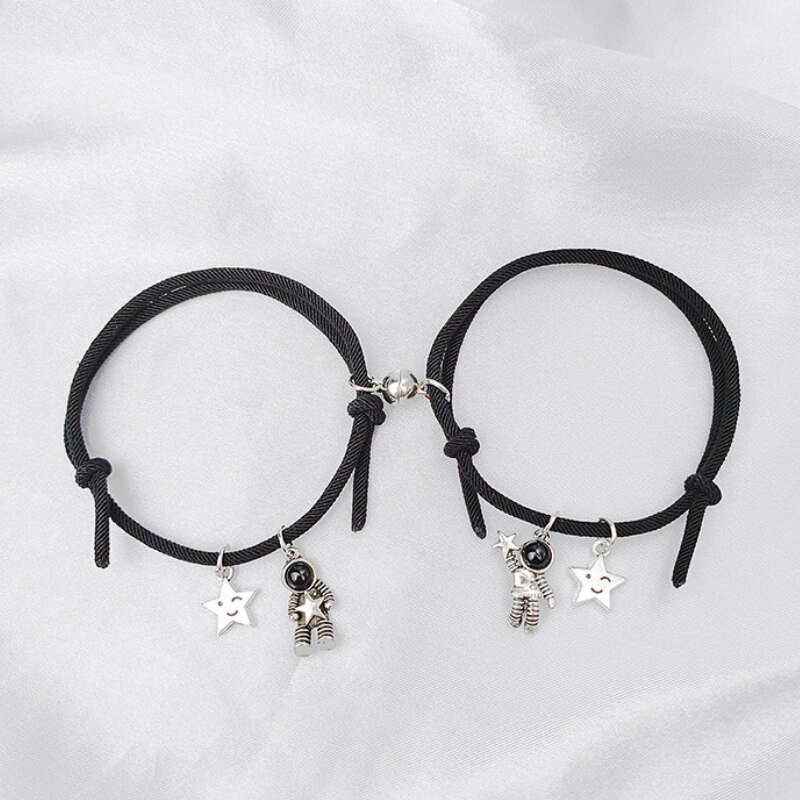 European magnetic win astronaut couple bracelet for lovers milan rope astronaut bracelet for couple jewelry zr -12: Black
