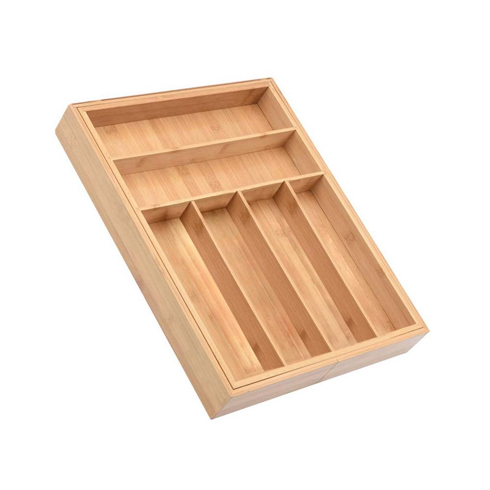 9 Grid Kitchen Non-Retractable Bamboo Cutlery Tray Storage Box Tableware Storage Box Kitchen Jewelry Tools Drawer Organizer: Default Title