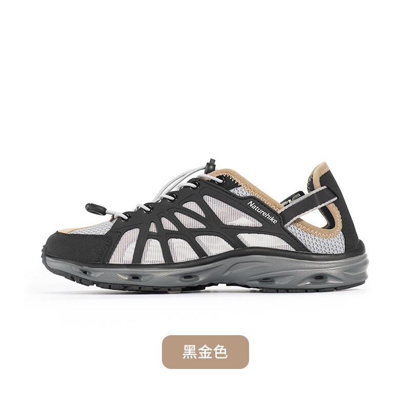 Naturehike-zapatos de rastreo anfibio para Río, calzado ligero y transpirable para exteriores, antideslizantes y de secado rápido, para playa, XZ02: Black And Gold / M(38-39)