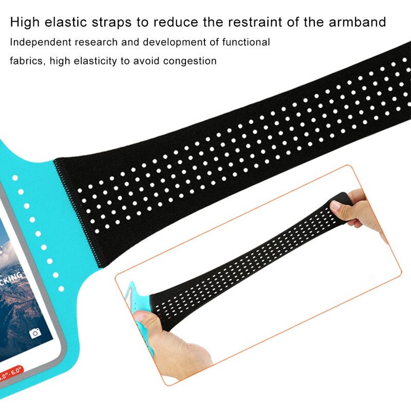 Full Screen Telefoon Armband Case Running Houder Elastische Water Slip Fit In 4.7-5.5 Inch Telefoon Met Verstelbare Riem pocket Sleutel