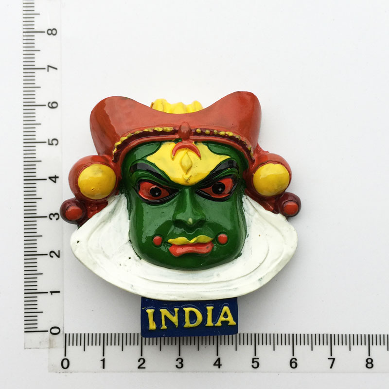 India Travel Souvenir Fridge Magnets Resin Delhi Stupa Taj Mahal Saree Magnetic Refrigerator Stickers Souvenir Crafts: India Mask
